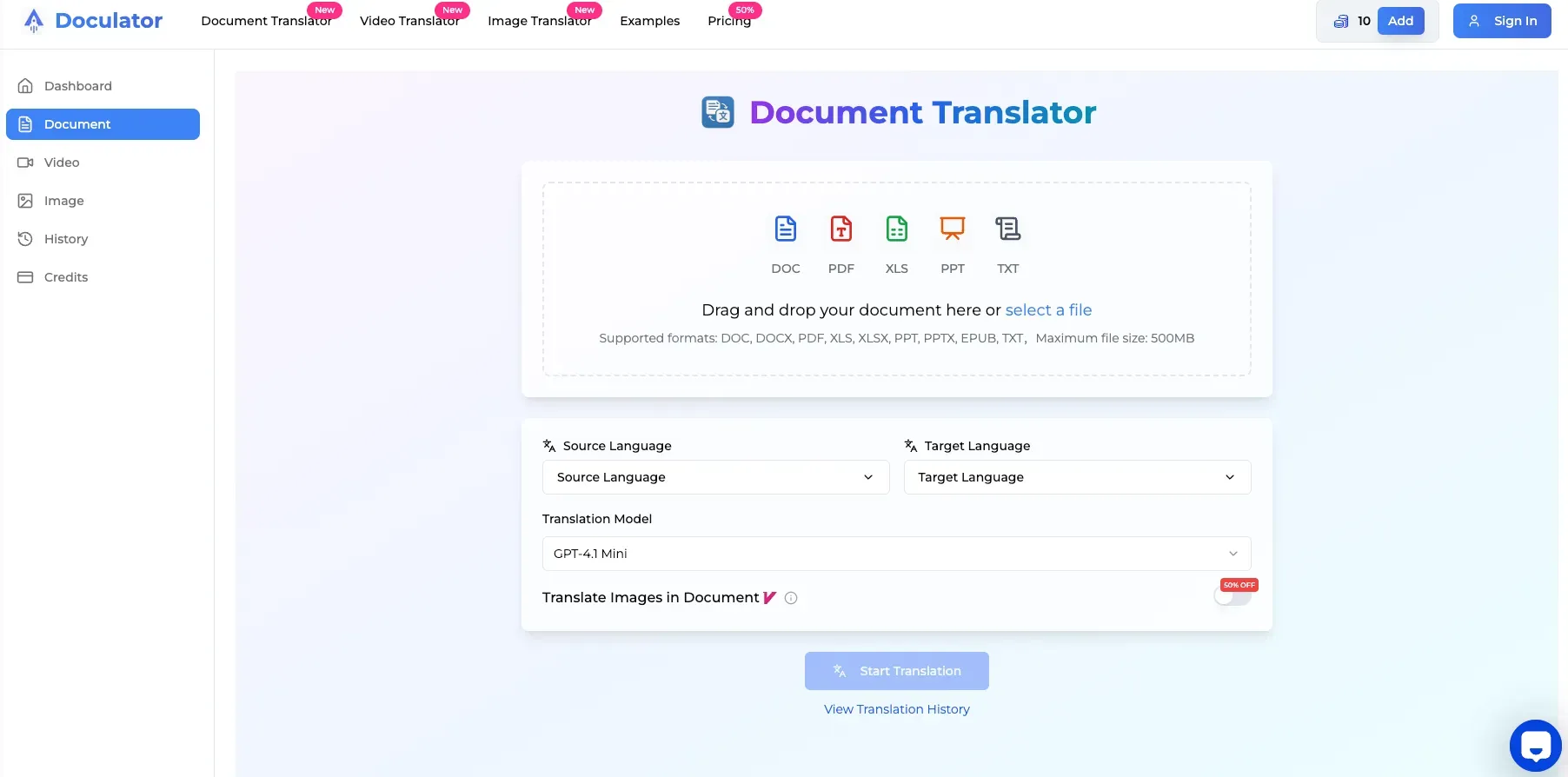 Dashboard Doculator