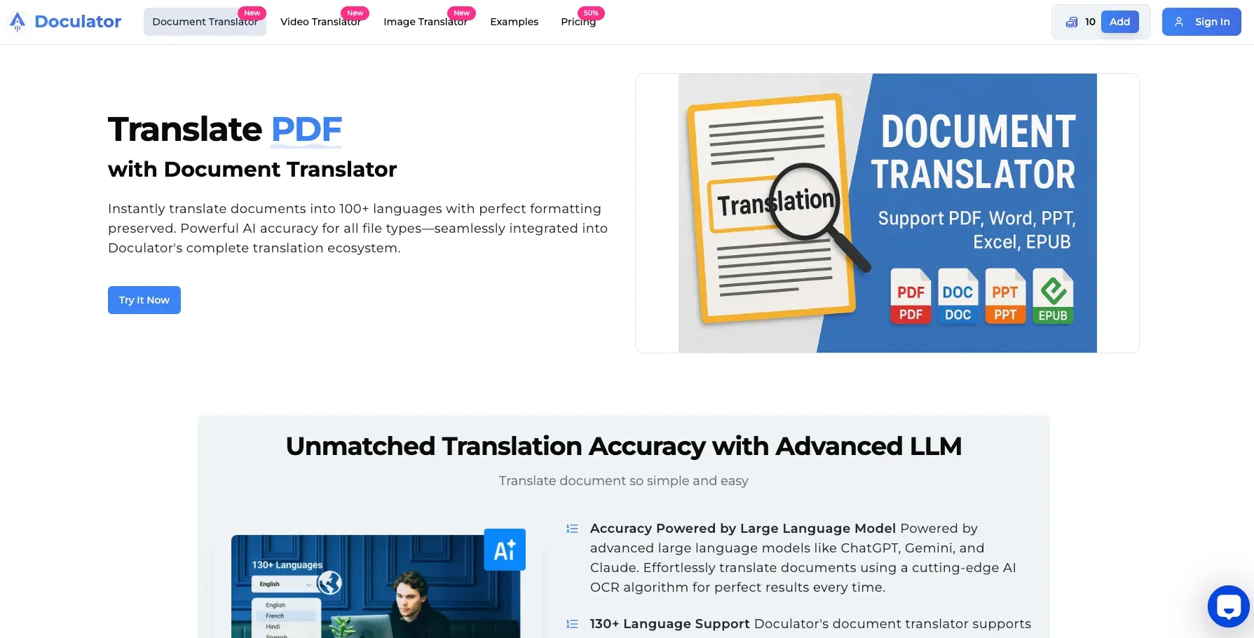 Doculator Document Translation Interface