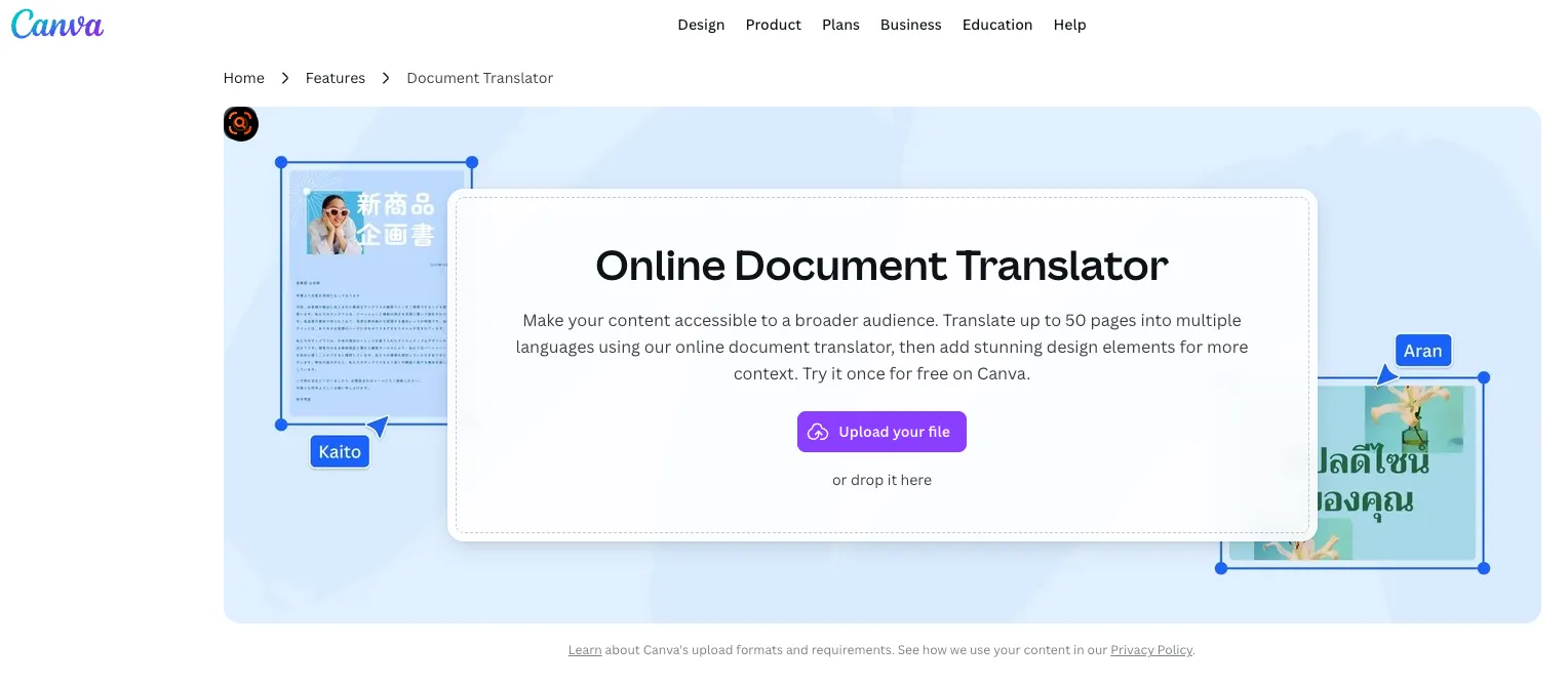 Canva Document Translator