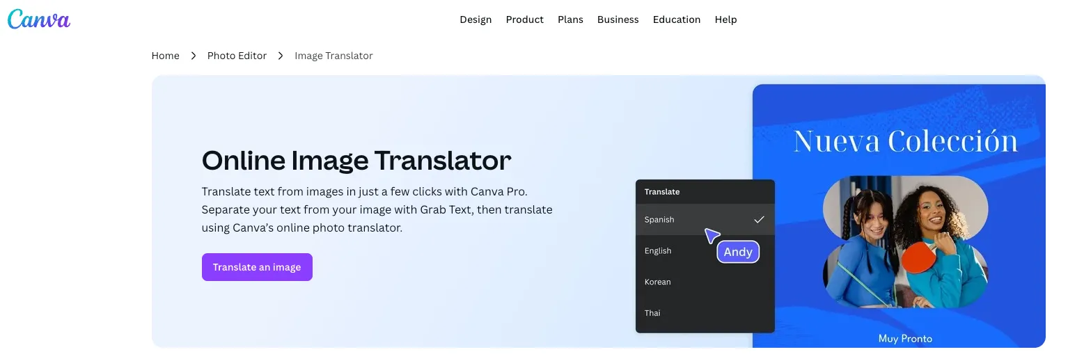 Canva Image Translator