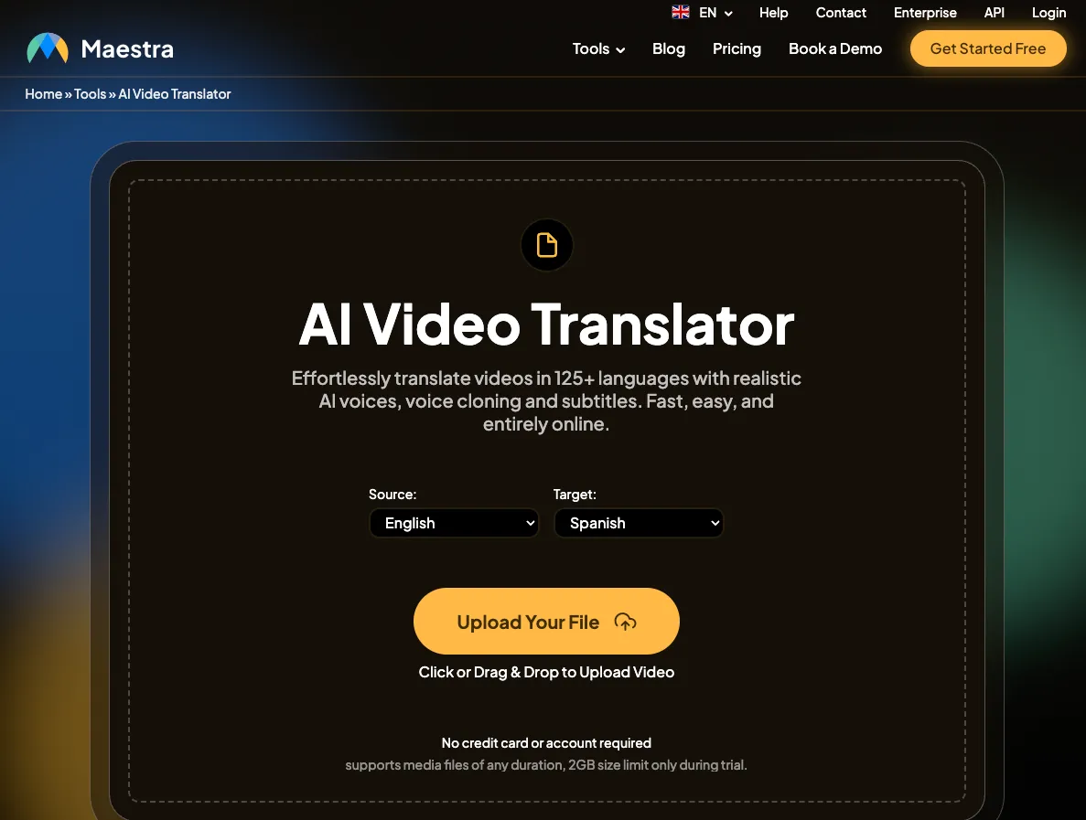 Tradutor de Vídeo Maestra AI