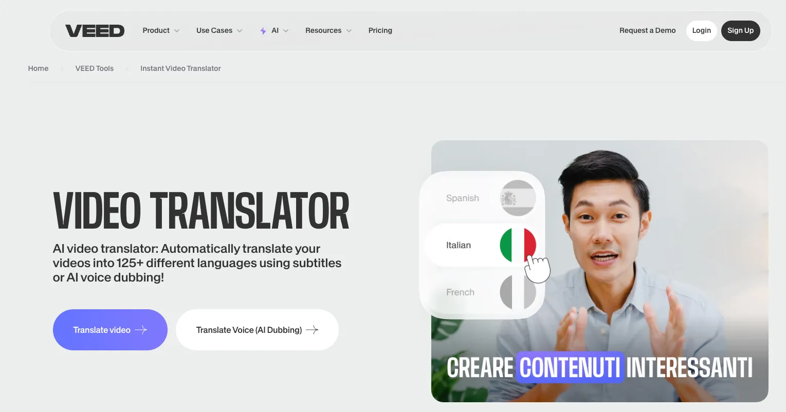 Tradutor de Vídeo VEED.IO