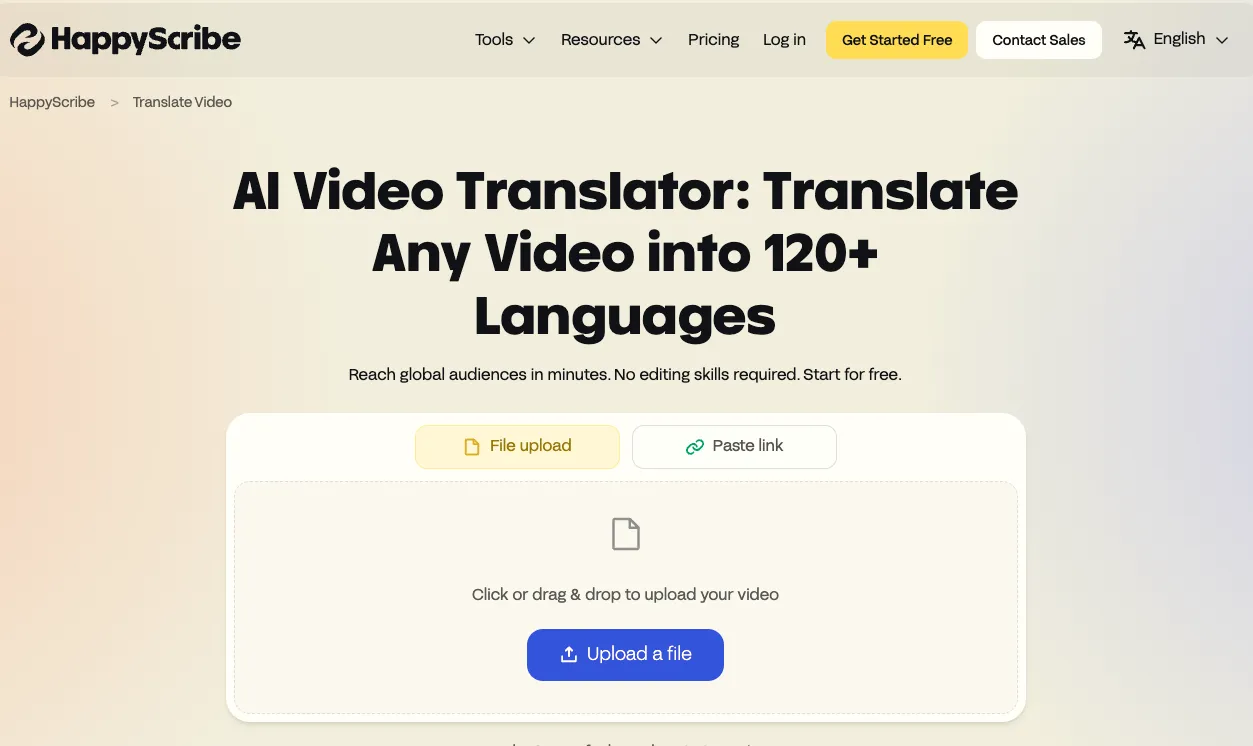 Tradutor de Vídeo HappyScribe