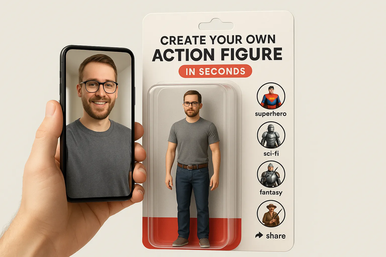 AIアクションフィギュアジェネレーターでカスタムアクションフィギュアを作成