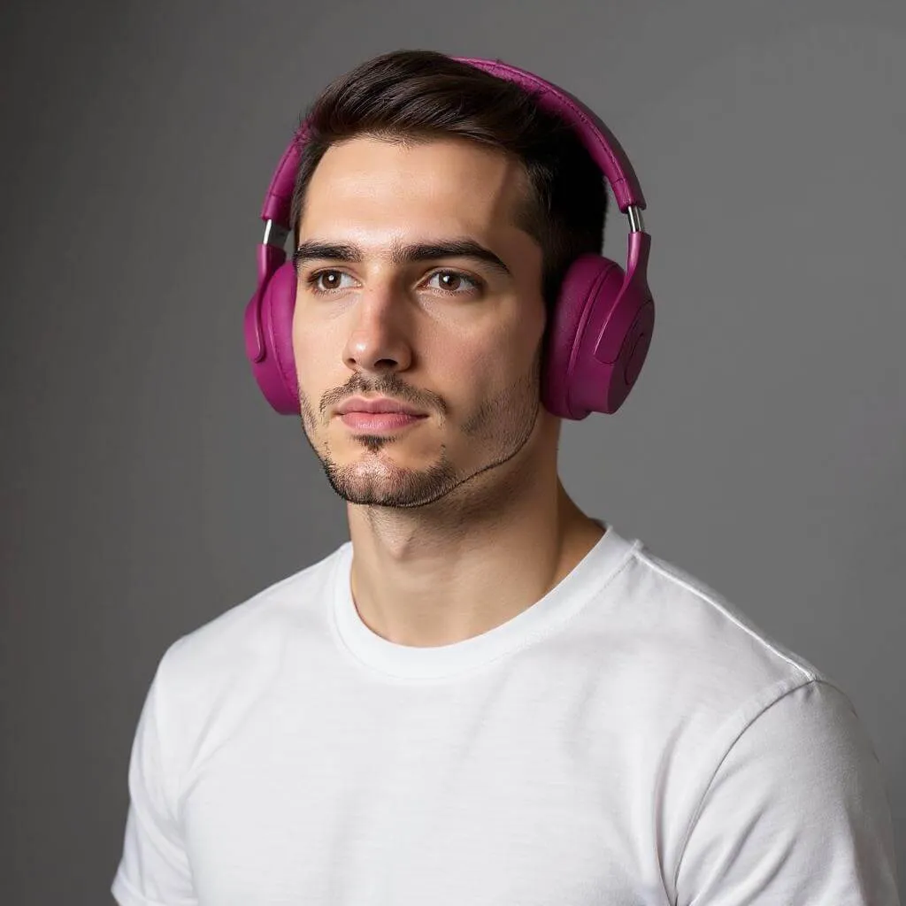 Male model with headphones in studio - 后