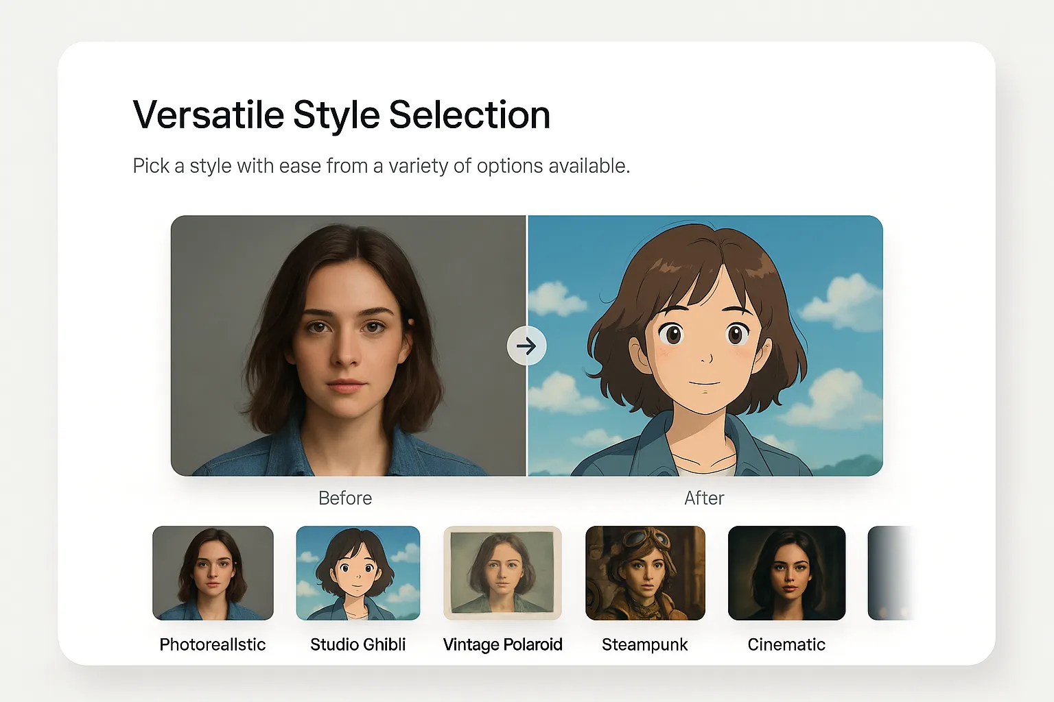 Diverse artistieke stijlen van de GPT-4o Stijl Afbeeldinggenerator